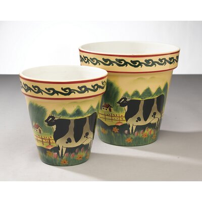 AA Importing 2 Piece Ceramic Pot Planter Set