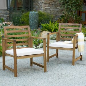 Gaynelle Outdoor Arm Chair with Cushion (Set of 2)