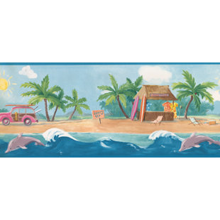 Surfs Up Beach Palm Trees Sea Dolphins 15 L X 1025 W Abstract Wallpaper Border Surfs Up Beach Palm Trees Sea Dolphins 15 L X 1025 W Abstract Wallpaper Border