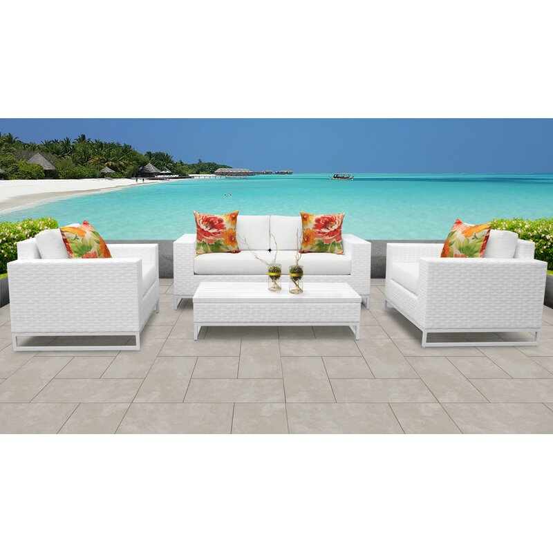 tk classics miami 5 piece outdoor wicker patio furniture set | wayfair