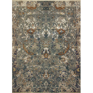 One-of-a-Kind Dravis Hand-Knotted Rectangle Wool Blue Area Rug