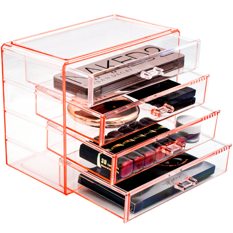 Rebrilliant Evins Jewelry Storage Case Display 4 Large Drawers Evins Jewelry Storage Case Display 4 Large Drawers Pink