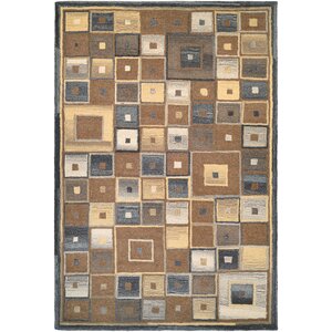 Owensville Abstract Squares Hand-Woven Brown Area Rug