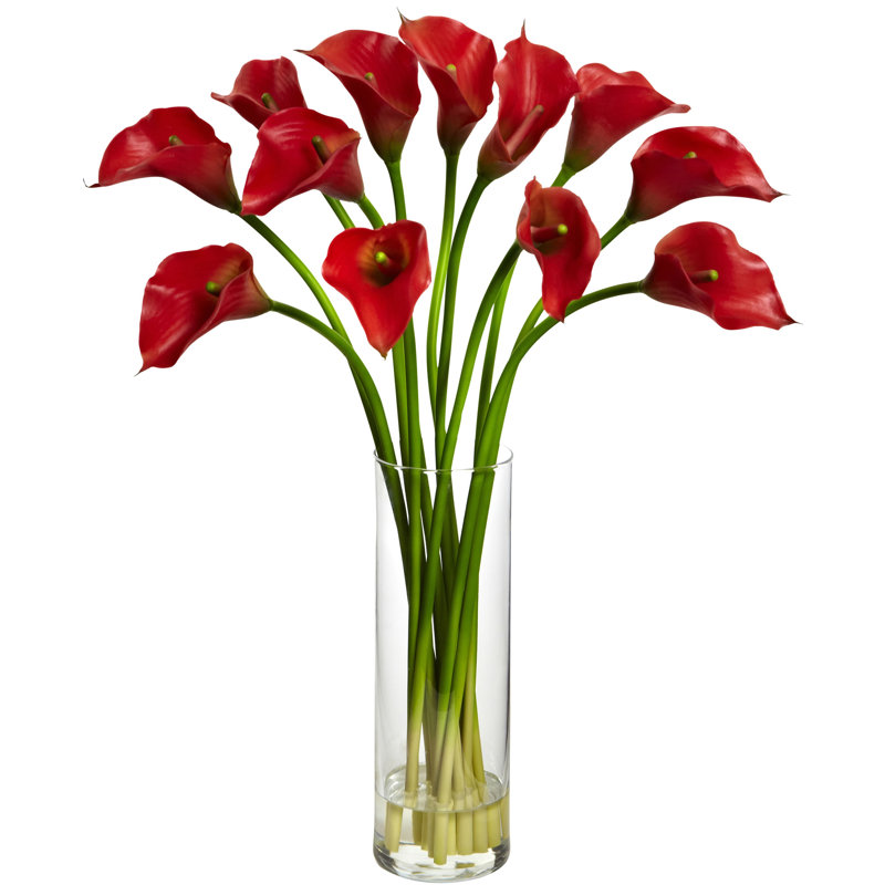 Mini Calla Lily Silk Flower Arrangement With Vase Reviews Allmodern Mini Calla Lily Silk Flower Arrangement With Vase