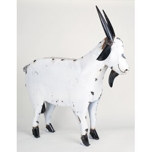 Large Recycled Metal Goat Figurine