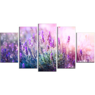 Lavender Bathroom Wall Art Wayfair Growing And Blooming Lavender 5 Piece Wall Art On Wred Canvas Set