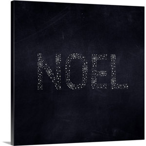 'Noel Starburst Navy' Textual Art on Wrapped Canvas