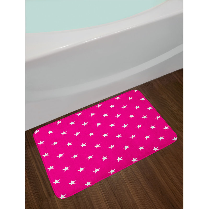 East Urban Home Symmetrical Hot Pink White Bath Rug Wayfair Symmetrical Hot Pink White Bath Rug
