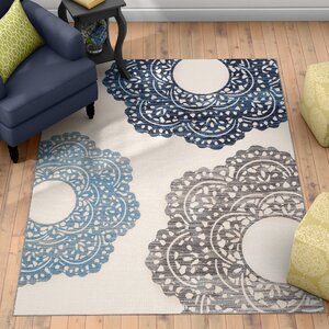 Raynor Floral Blue Area Rug