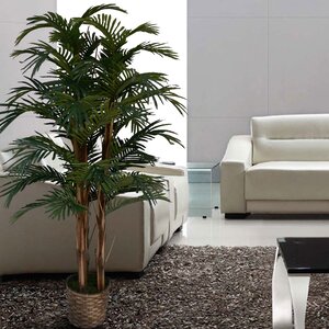 Tall High End Realistic Silk Floor Palm Tree in Planter
