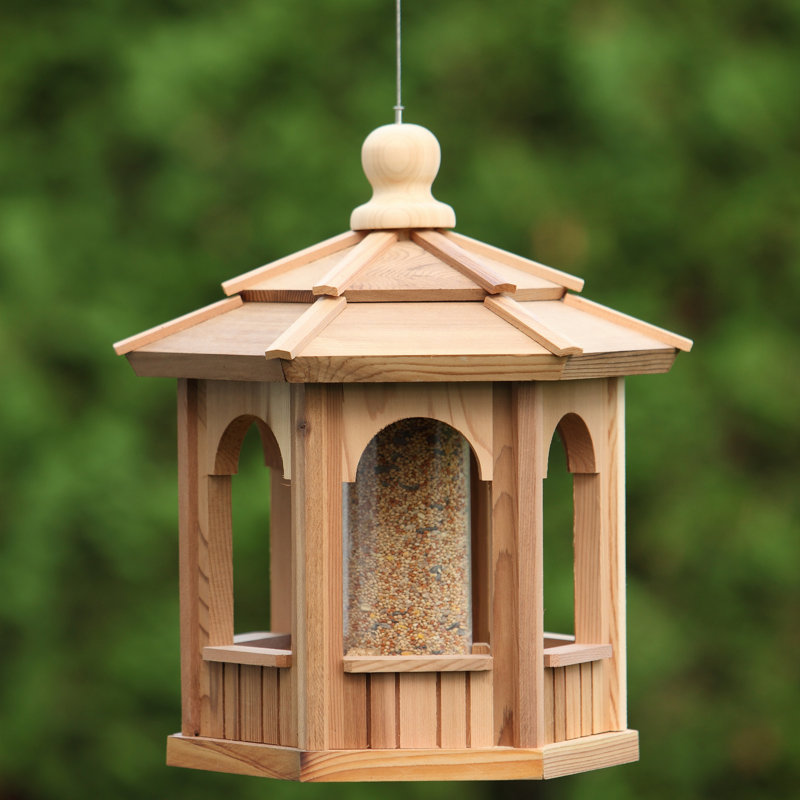 All Things Cedar Hexagon Decorative Tube Bird Feeder & Reviews Wayfair