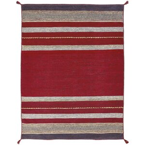 Gueye Hand Knotted Cotton Red Area Rug