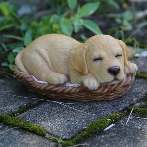 Wicker Basket Labrador Puppy Statue