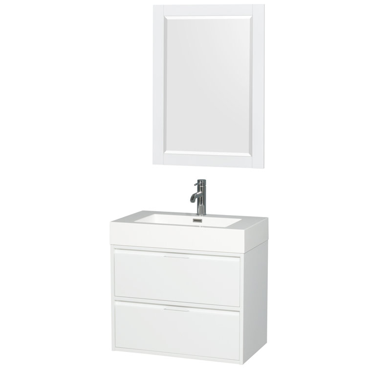 Wyndham Collection Daniella 29 Single Glossy White Bathroom Vanity Daniella 29 Single Glossy White Bathroom Vanity Set With Mirror