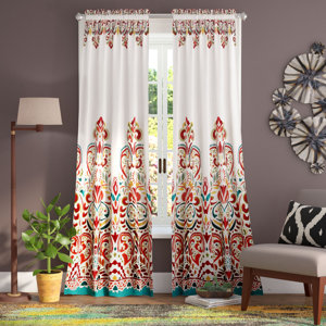 Pierre Paisley Room Darkening Thermal Rod Pocket Curtain Panels (Set of 2)