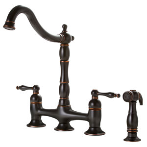 Charlestown Two Handle Bridge Style Kitchen Faucet with Matching Side Spray