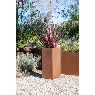 View Metallic Series Pedestal Corten Steel Pot