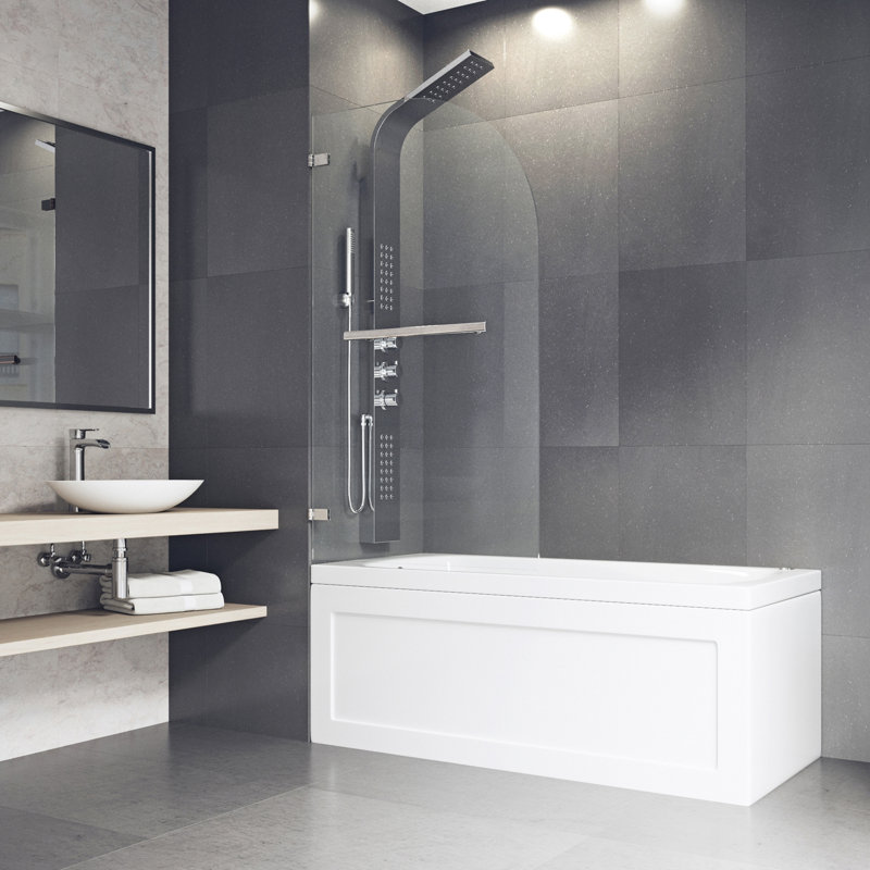 VIGO Orion 34" x 58" Hinged Curved Bathtub Door & Reviews Wayfair