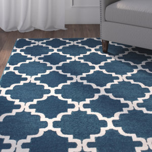 Radtke Scalloped Lattice Blue/Ivory Area Rug