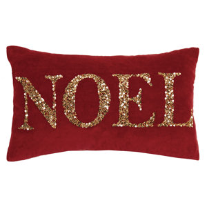 Sorrento Holiday Beaded 100% Cotton Lumbar Pillow