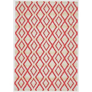 Yenene Apricot White & Red Area Rug