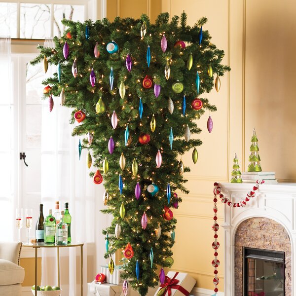 The Holiday Aisle 7.5' Green Upside Down Artificial Christmas Tree with Clear Light | Wayfair
