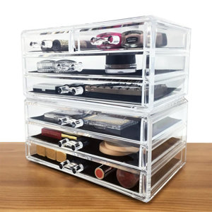 Acrylic Makeup and Jewelry 2 Piece Cosmetic Organizer Set