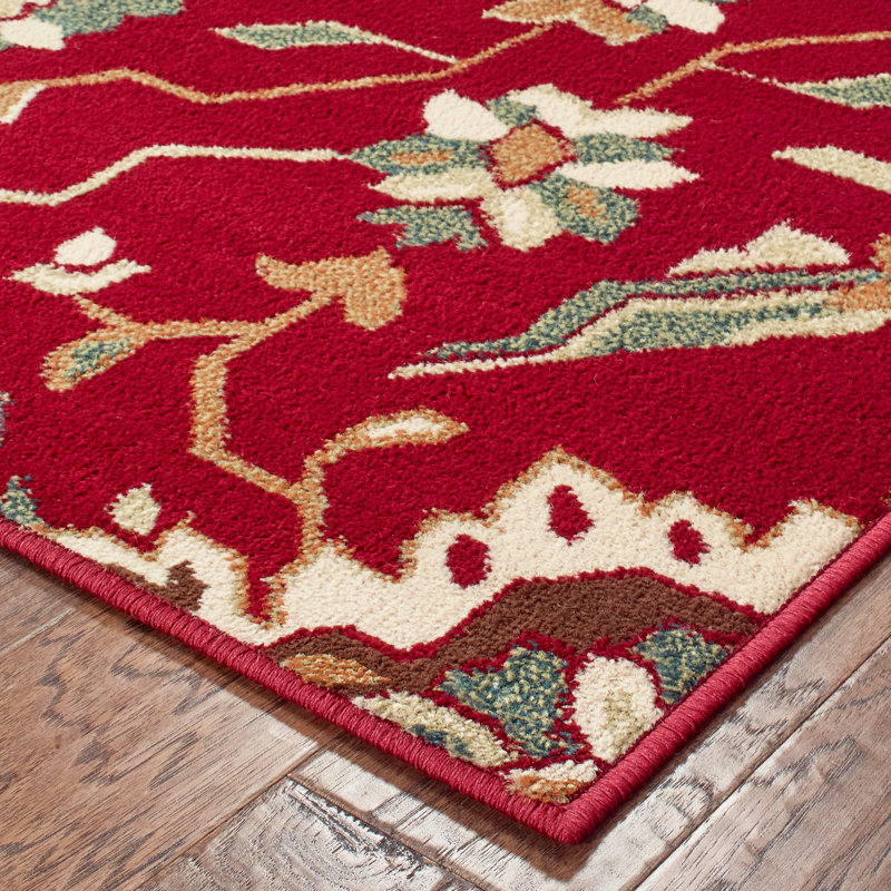 Charlton Home Rachel Borderless Traditional Red Area Rug & Reviews