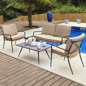 2-Sitzer Loungemöbel-Set Milos aus Rattan und A..