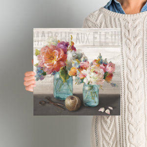 'French Cottage Bouquet III' Painting Print on Canvas