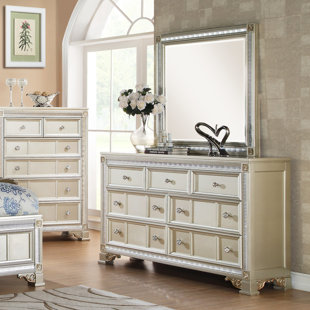 Rose Gold Dresser Wayfair Tiffany 7 Drawer Dresser With Mirror