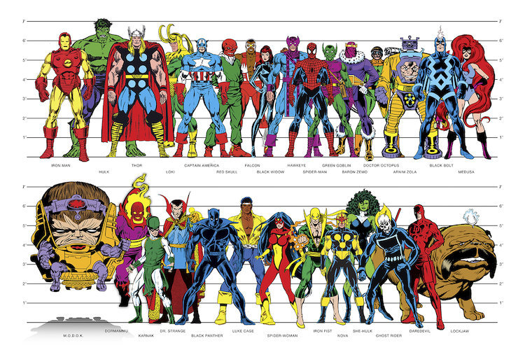 Marvel Superheroes Height By Marvel Comics Graphic Art On Wrapped Canvas