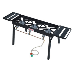 Triple Fry Burner Outdoor Stove with Legs and Shelves