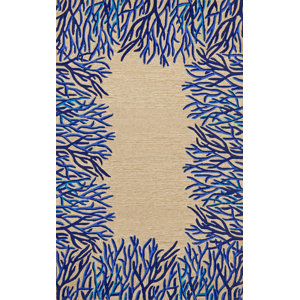 Bluford Cobalt Coral Border Blue/Beige Outdoor Area Rug