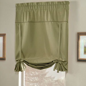 Blackstone Tie-Up Shade Solid Blackout Rod pocket Single Curtain Panel