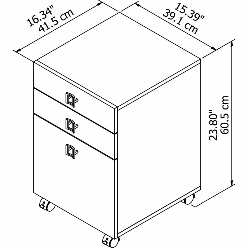 Kathy Ireland Office by Bush Echo 3-Drawer Mobile Vertical Filing ...