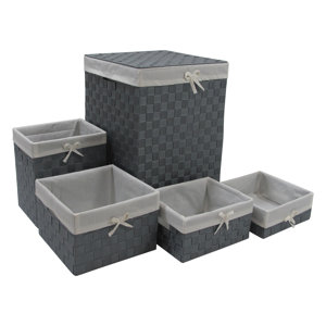 5 Piece Laundry Hamper and Waste Basket Set