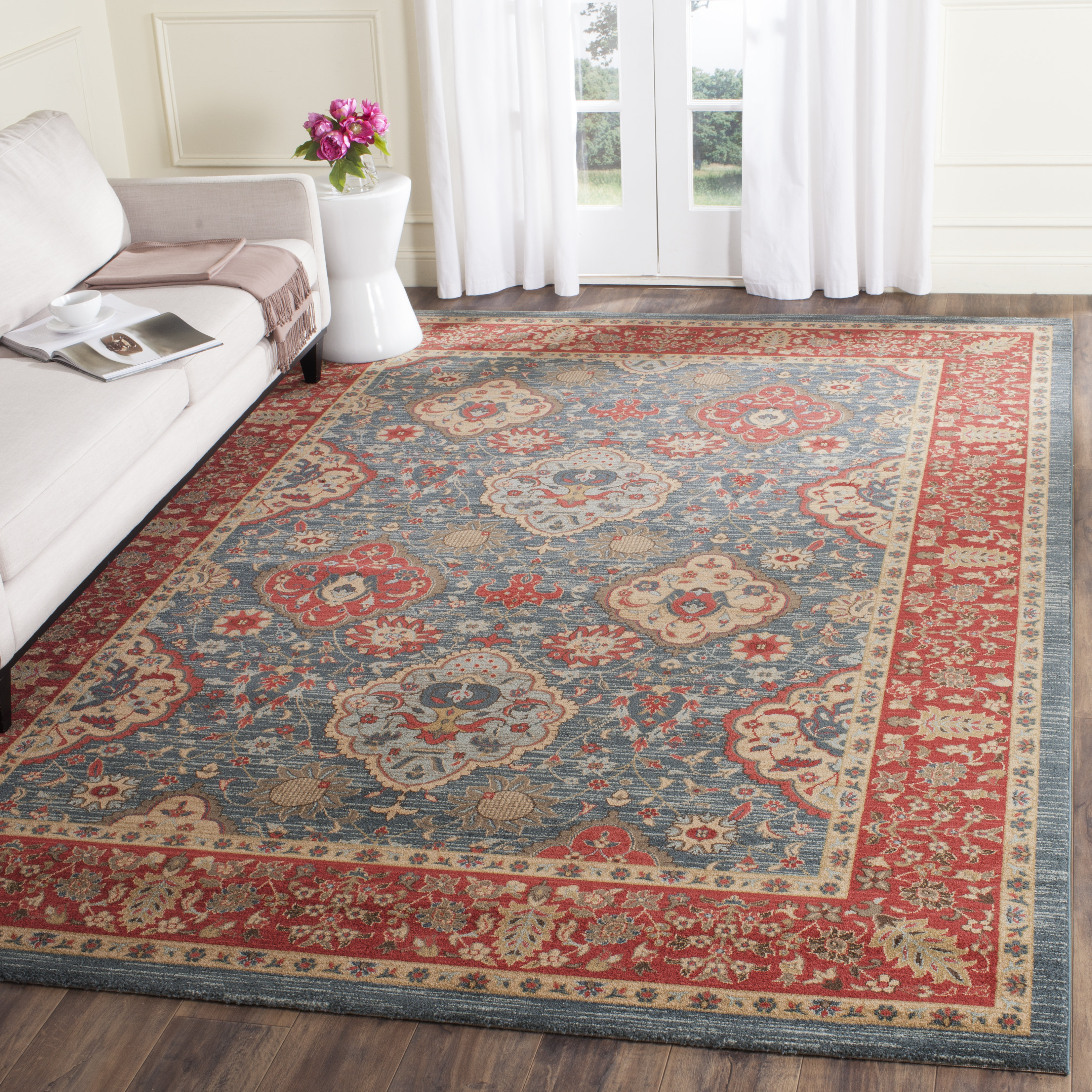 Astoria Grand Pennypacker Dark Red Blue Area Rug