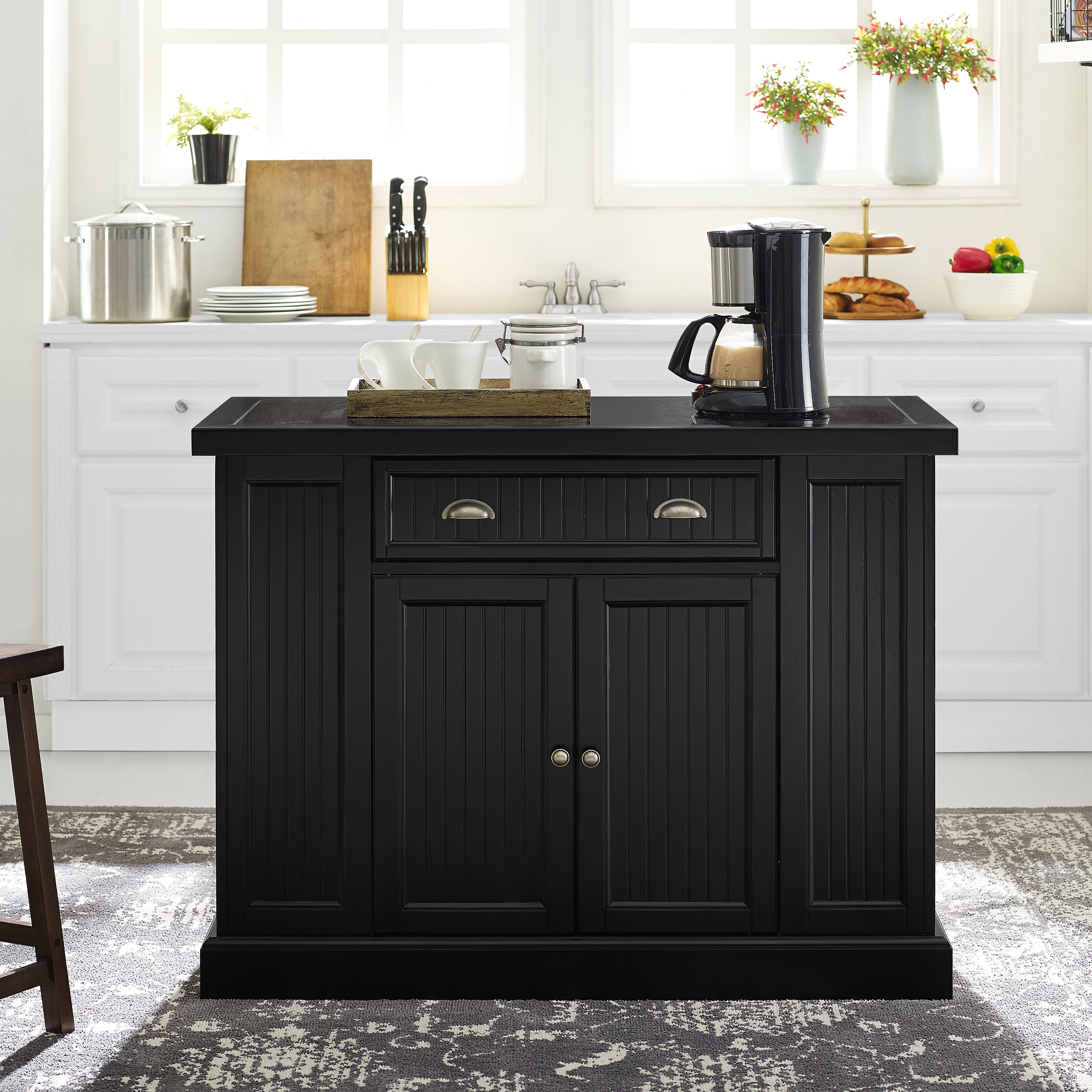 Seaside Kitchen Island With Granite Top