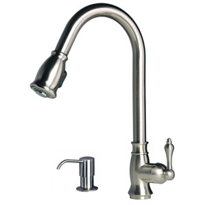 Builders Shoppe Single Handle Pull Down Standard Kitchen Faucet with Soap Dispenser
