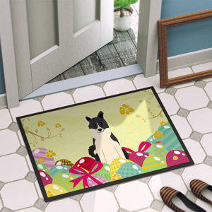 Easter Eggs Russo-European Laika Spitz Indoor/Outdoor Doormat