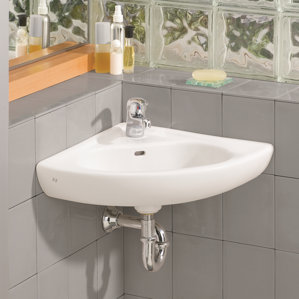 Scarabeo by Nameeks 18.5" Corner Bathroom Sink with Overflow ... Scarabeo by Nameeks 18.5" Corner Bathroom Sink with Overflow ...