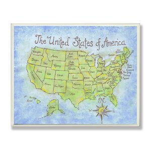 The Kids Room USA Map Wall Plaque