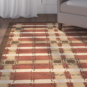Colorweave Plaid Hand-Tufted Rust Area Rug