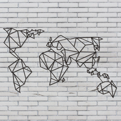 Hokku Designs World Map Geometric Metal Wall Décor Wayfair Co Uk World Map Geometric Metal Wall Décor