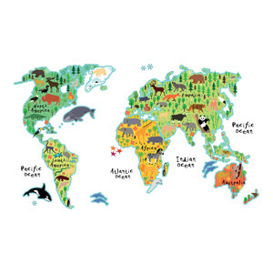 Home Decor Line Kids World Map Wall Decal