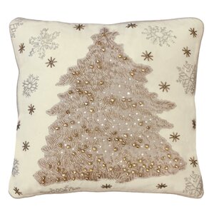 Celise Neutral Christmas Tree 100% Cotton Throw Pillow