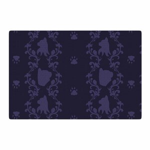 Stephanie Vaeth Cat Damask Pattern Purple Area Rug