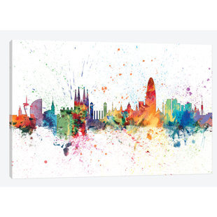 Valencia Spain Watercolor Skyline Wall Art Home Decor Poster UNFRAMED