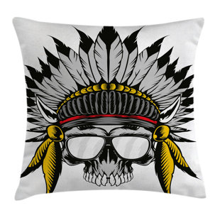 24 By Inch Pillow Covers Wayfair Skull Tribe Leader Feather Head Pillow Cover